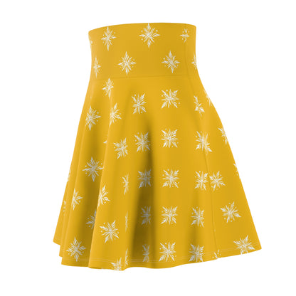 Women's Skater Skirt Geometric Snowflake Yellow