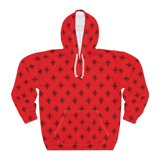 Unisex Pullover Hoodie Geometric Snowflake 001 Red