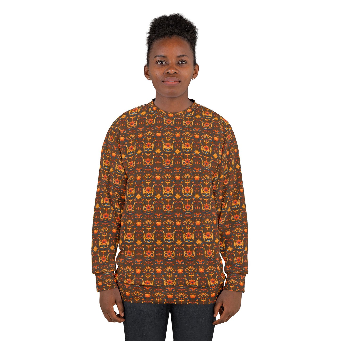 Unisex Sweatshirt Day of the Dead Dia de Los Muertos Sugar Skull Brown