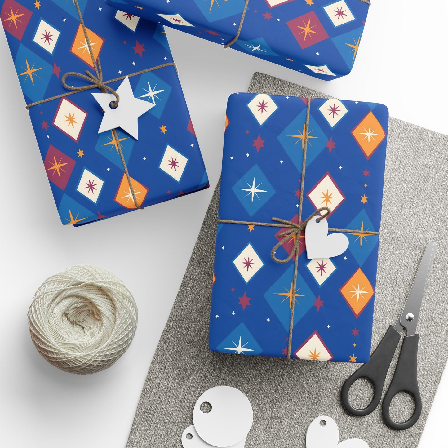 Wrapping Papers Christmas Diamond Stars Blue