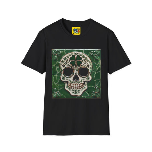 St. Patrick's Sugar Skull themed Unisex Soft-style Tee - 12