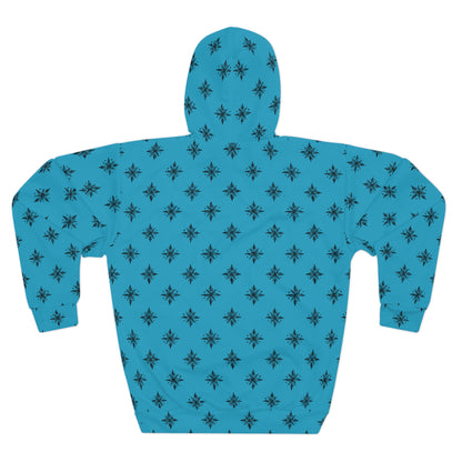 Unisex Pullover Hoodie Geometric Snowflake 001 Turquoise