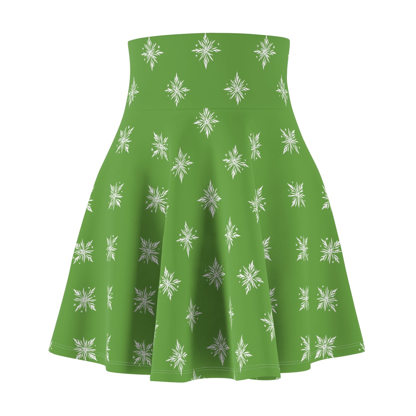 Women's Skater Skirt Geometric Snowflake Green