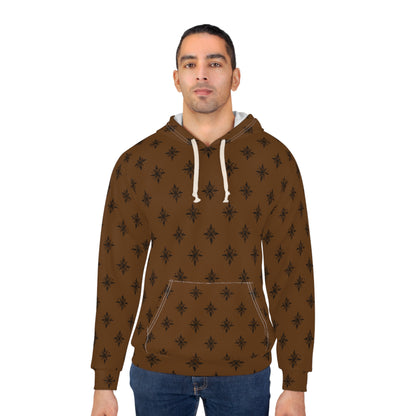 Unisex Pullover Hoodie Geometric Snowflake 001 Brown