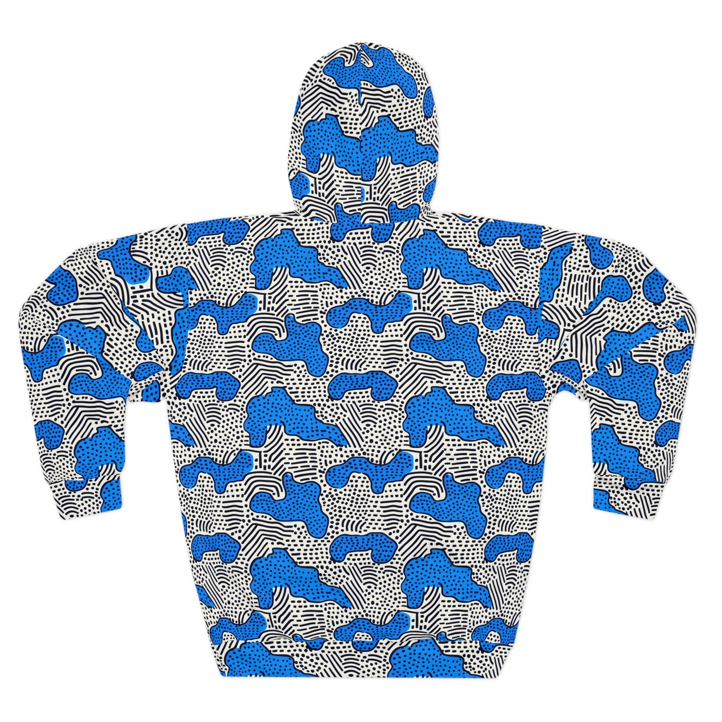 All-Over Print Unisex Pullover Hoodie Memphis 03 Blue Fashionable Custom Design