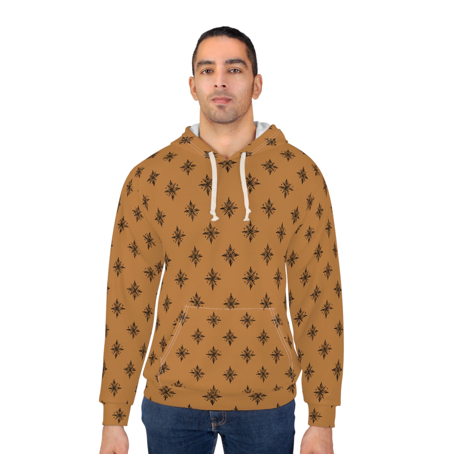 Unisex Pullover Hoodie Geometric Snowflake 001 Light Brown