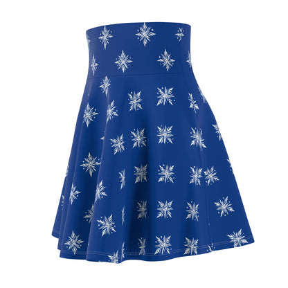 Women's Skater Skirt Geometric Snowflake Dark Blue