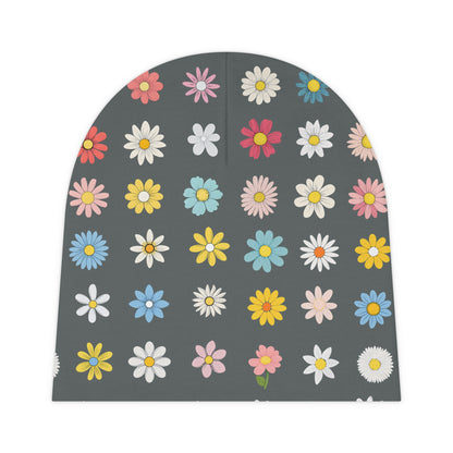 Baby Beanie - Daisys - Grey