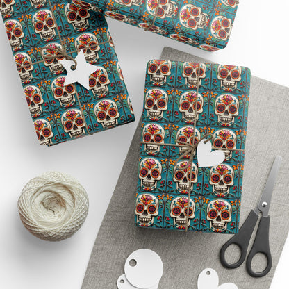 Wrapping Papers Day of the Dead Dia de Los Muertos - Sugar Skull Festive, Celebration Gift, 010