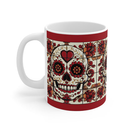 Valentines Day Sugar Skull Mug 11oz Day of the Dead Gothic Cozy Kitchen Decor 02