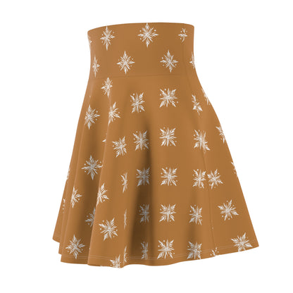 Women's Skater Skirt Geometric Snowflake Light Brown