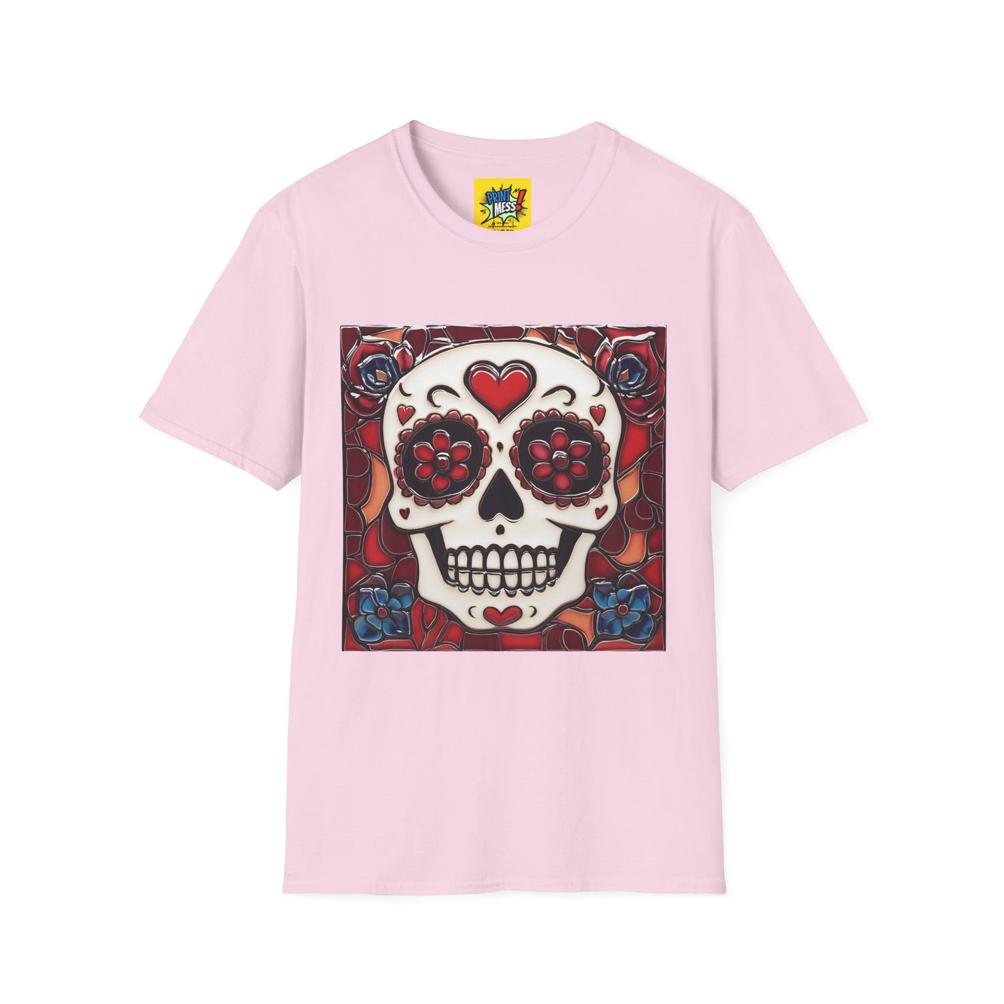 Valentine's Sugar Skull themed Unisex Soft-style Tee - 10