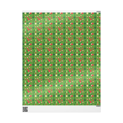 Wrapping Papers Christmas Elves Dance Green