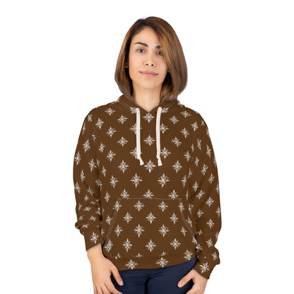 Unisex Pullover Hoodie Geometric Snowflake 002 Brown