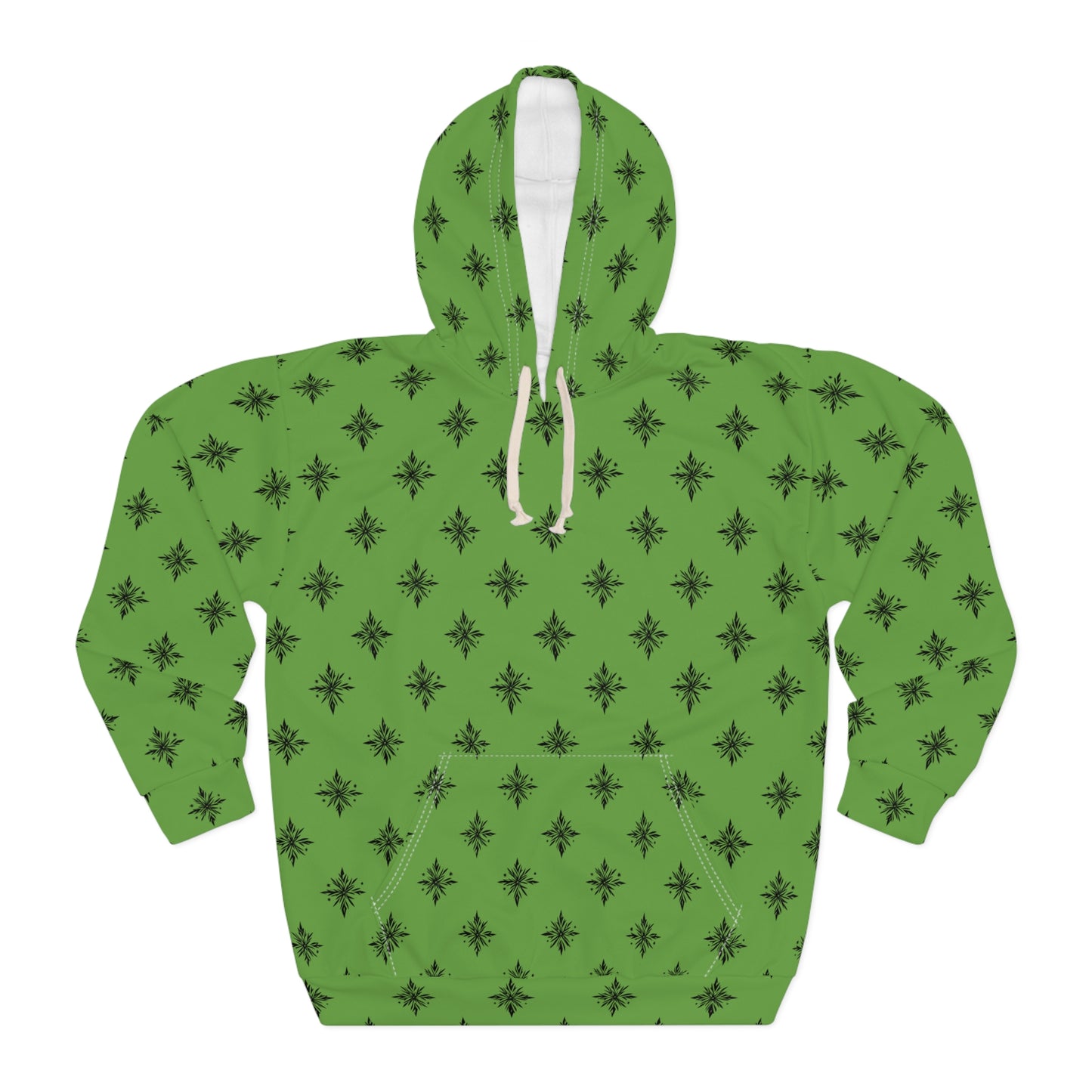 Unisex Pullover Hoodie Geometric Snowflake 001 Green