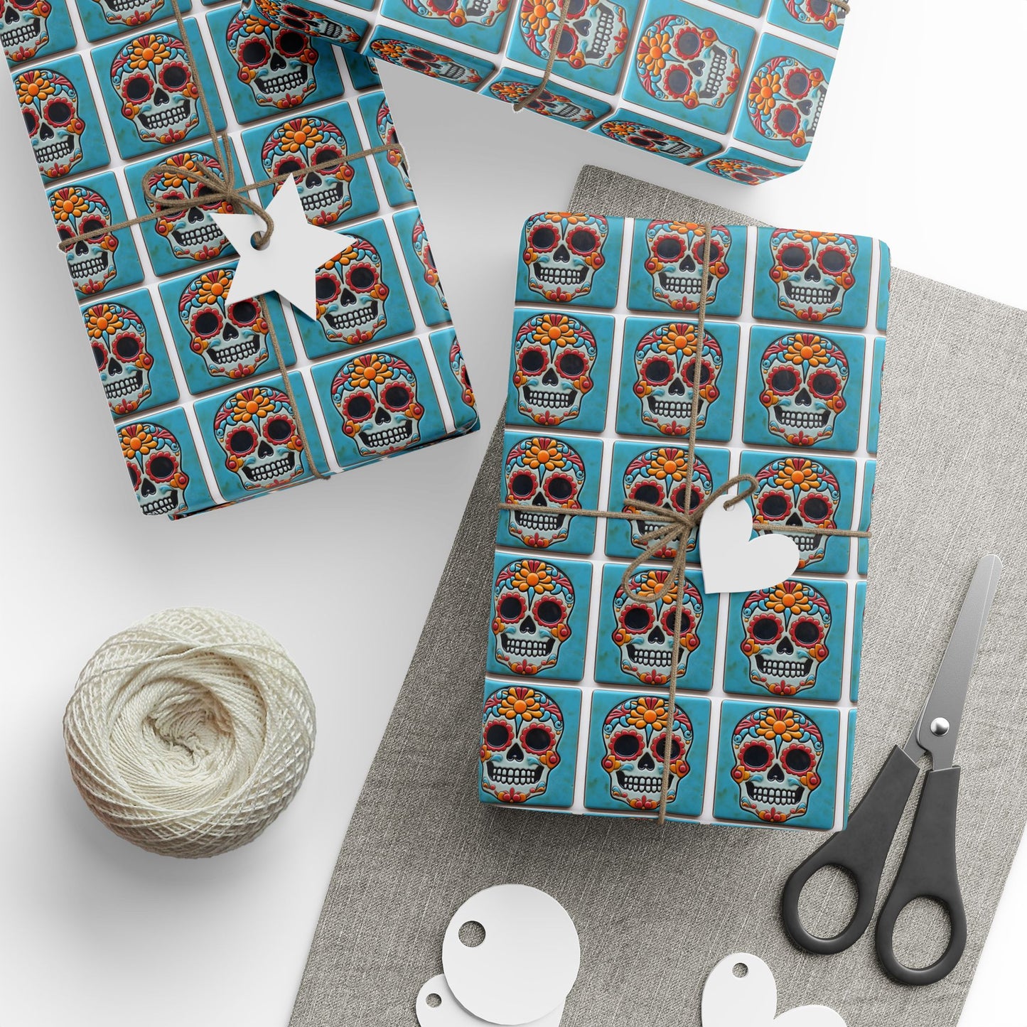 Wrapping Papers Day of the Dead Dia de Los Muertos - Sugar Skull Festive, Celebration Gift, 013