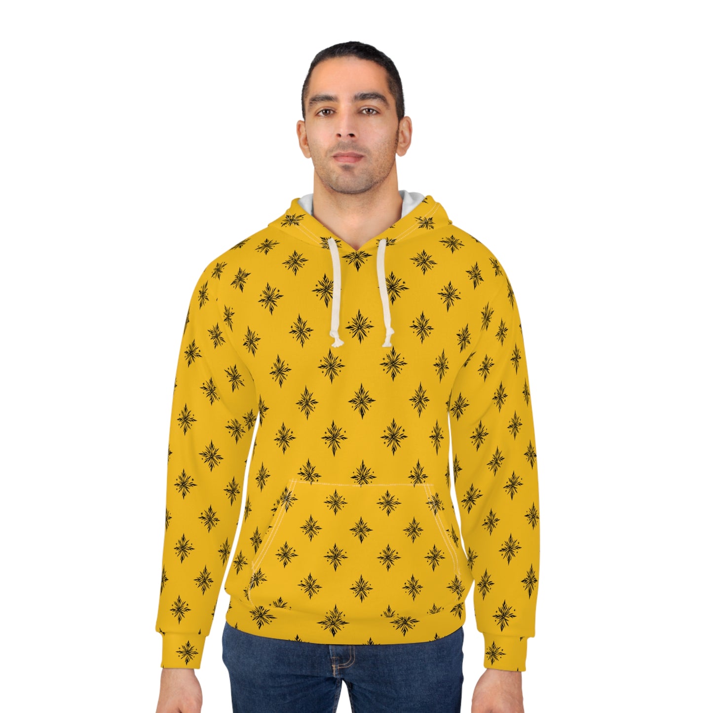 Unisex Pullover Hoodie Geometric Snowflake 001 Yellow