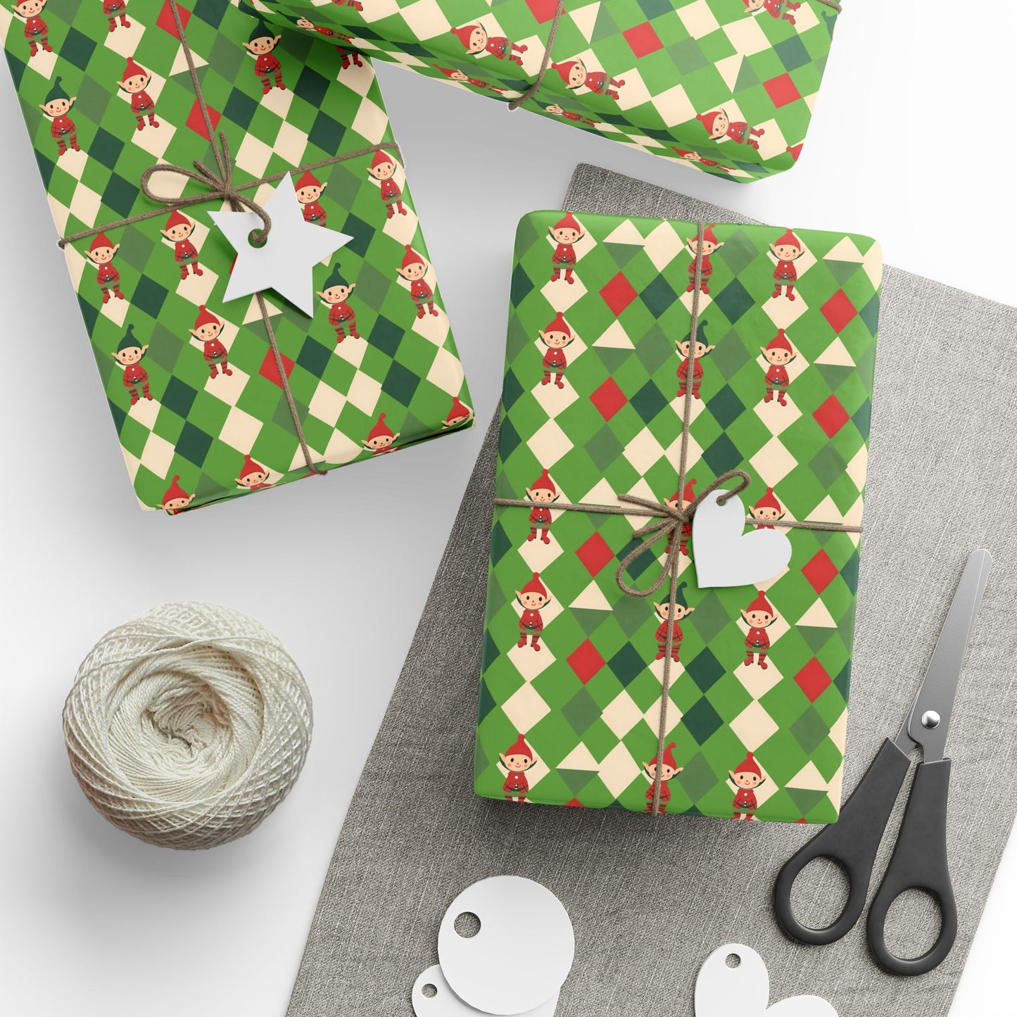 Wrapping Papers Christmas Double Elves Green