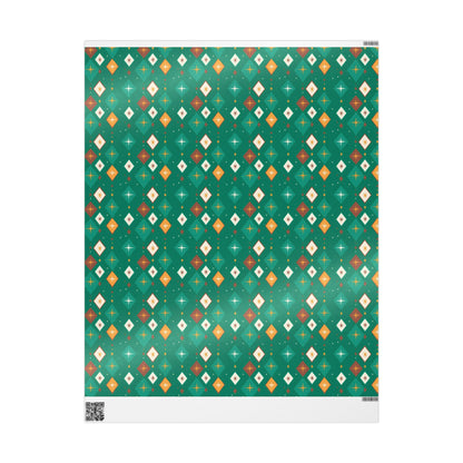 Wrapping Papers Christmas Diamond Stars Green