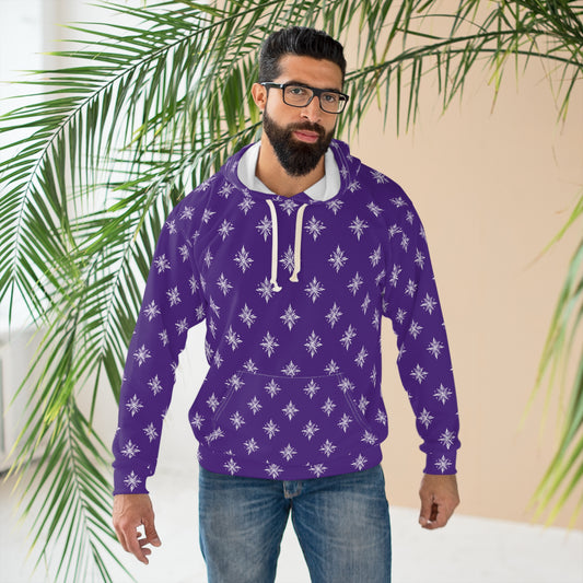 Unisex Pullover Hoodie Geometric Snowflake 002 Purple