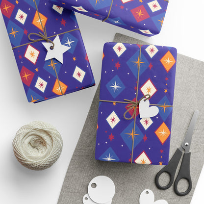 Wrapping Papers Christmas Diamond Stars Purple