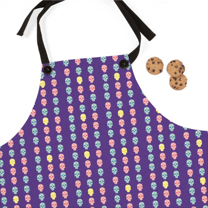 Sugar Skull Apron 06 - Day of the Dead Dia de Los Muertos Kitchen Cooking Chef Gift, Halloween Costume, Mexican Fiesta, Skull Lover, Gothic