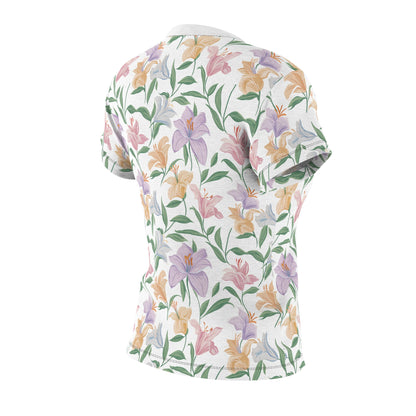 Women's Cut & Sew Tee - Flower Bouquet Print - White