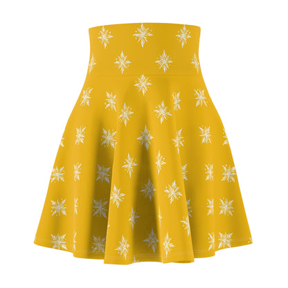 Women's Skater Skirt Geometric Snowflake Yellow