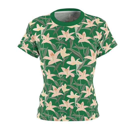 Women's Cut & Sew Tee - Flower Floret Print - Green