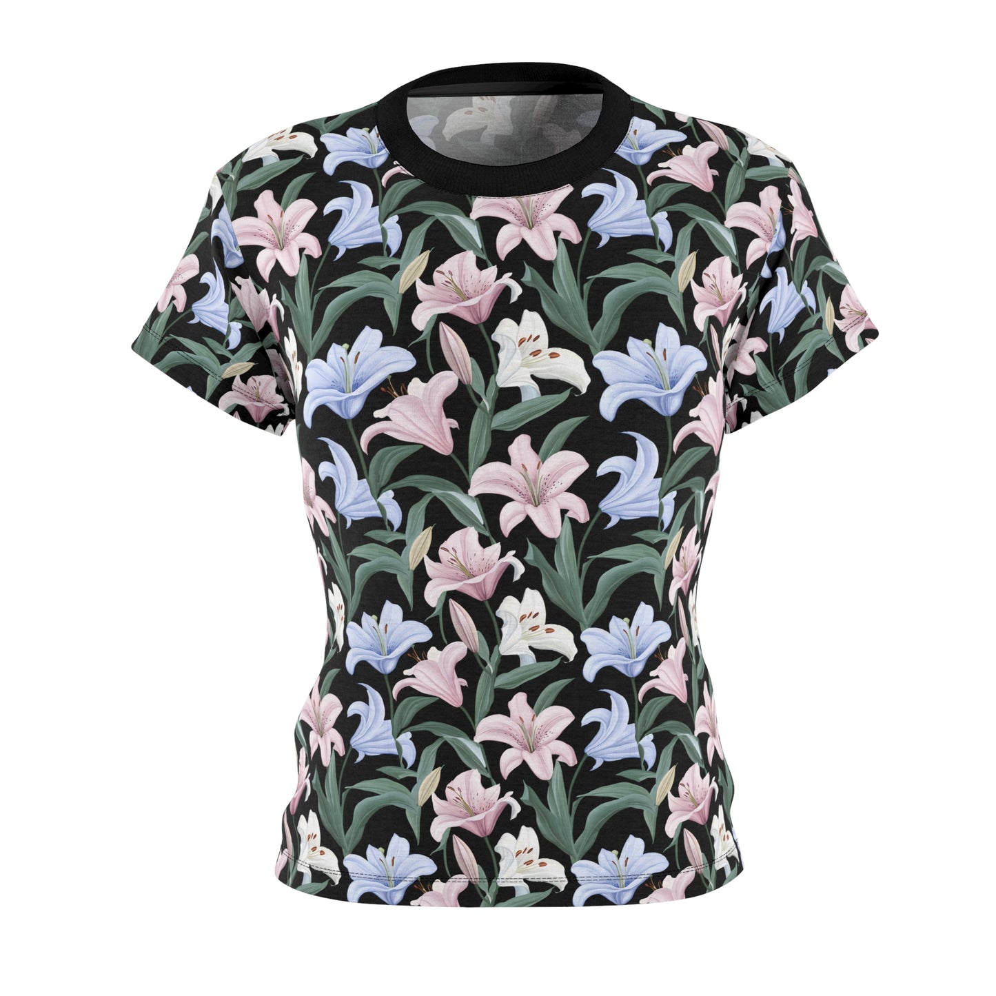 Women's Cut & Sew Tee - Flower Floret Print - Black