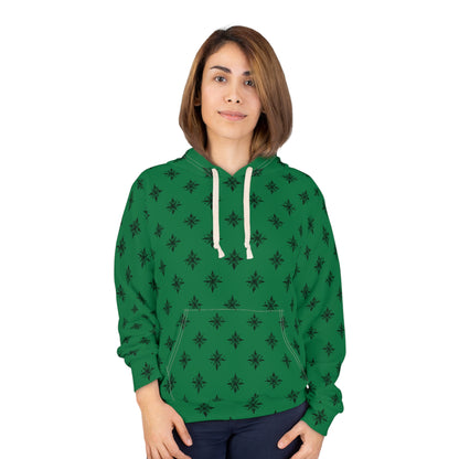 Unisex Pullover Hoodie Geometric Snowflake 001 Dark Green