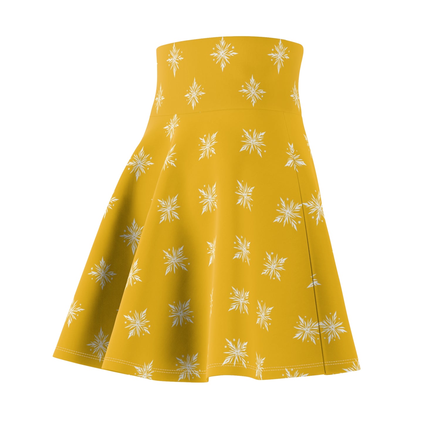 Women's Skater Skirt Geometric Snowflake Yellow