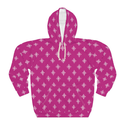 Unisex Pullover Hoodie Geometric Snowflake 002 Pink