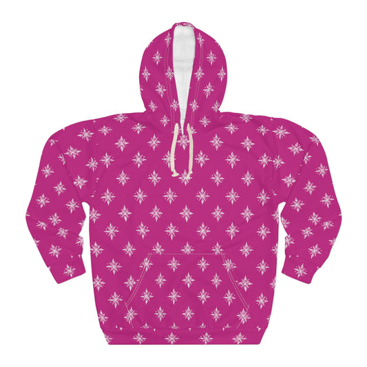 Unisex Pullover Hoodie Geometric Snowflake 002 Pink