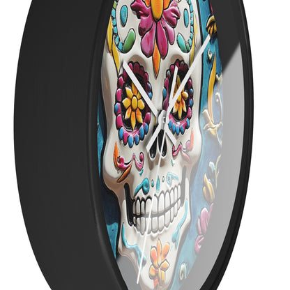 Sugar Skull Wall Clock 01 Day of the Dead Dia de Los Muertos Halloween Decor