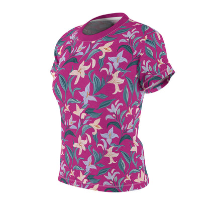 Women's Cut & Sew Tee - Flower Bloom Print - Pink