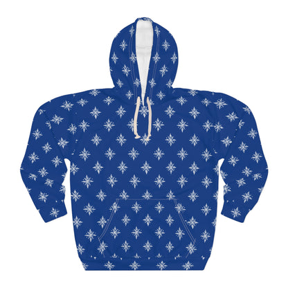 Unisex Pullover Hoodie Geometric Snowflake 002 Blue