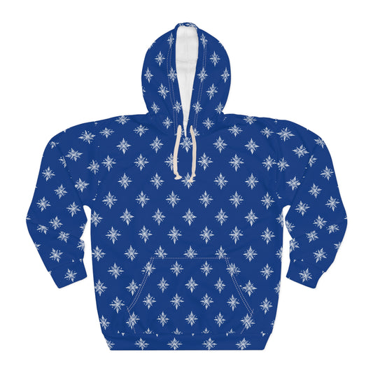 Unisex Pullover Hoodie Geometric Snowflake 002 Blue