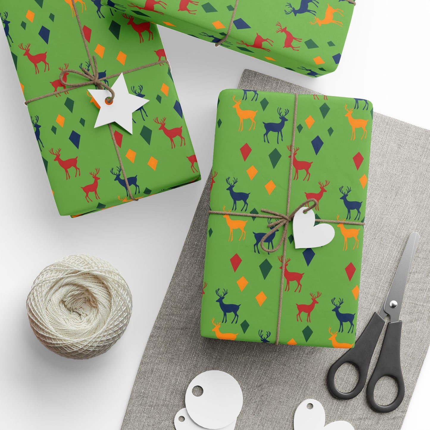 Wrapping Papers Christmas Reindeer Green