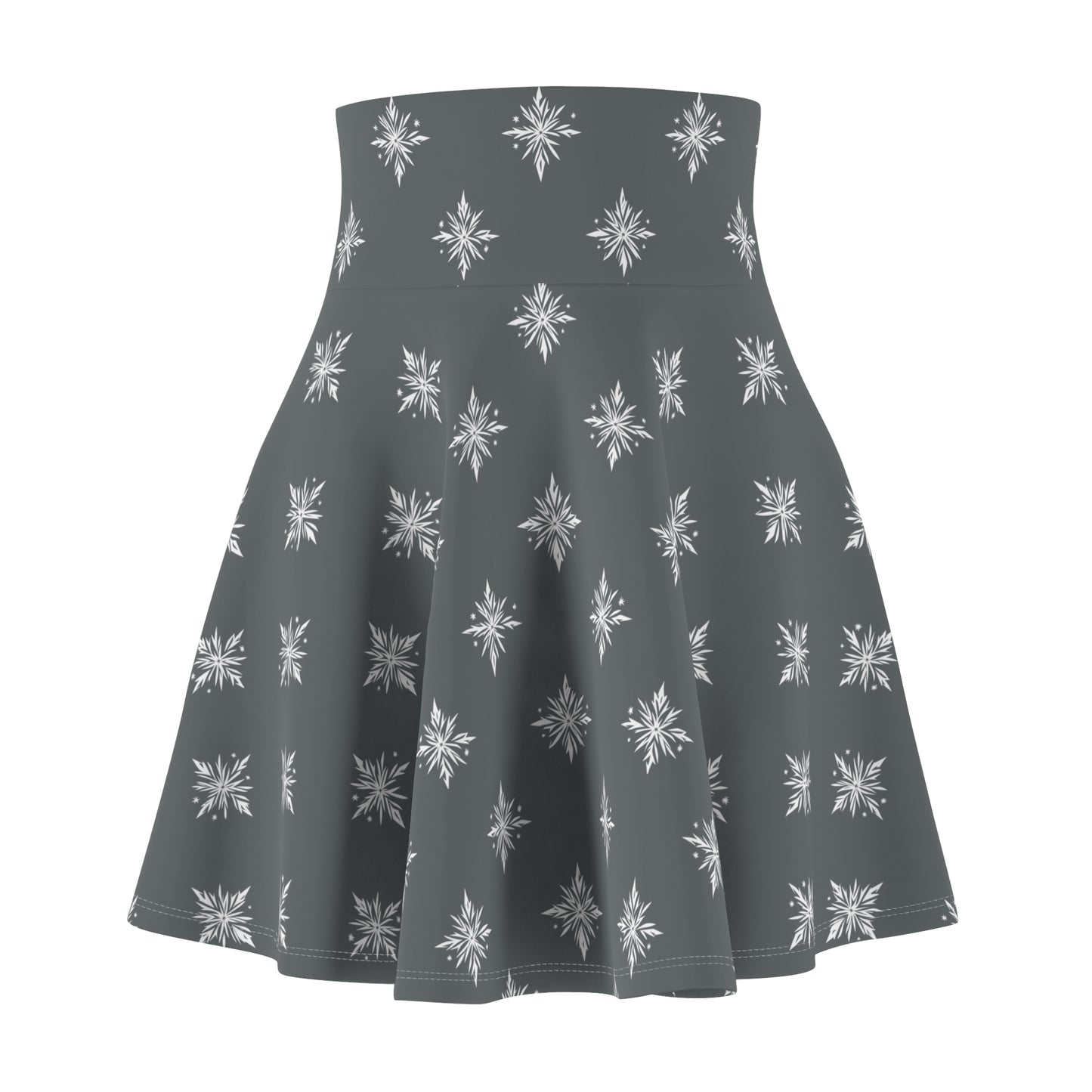 Women's Skater Skirt Geometric Snowflake Dark Grey