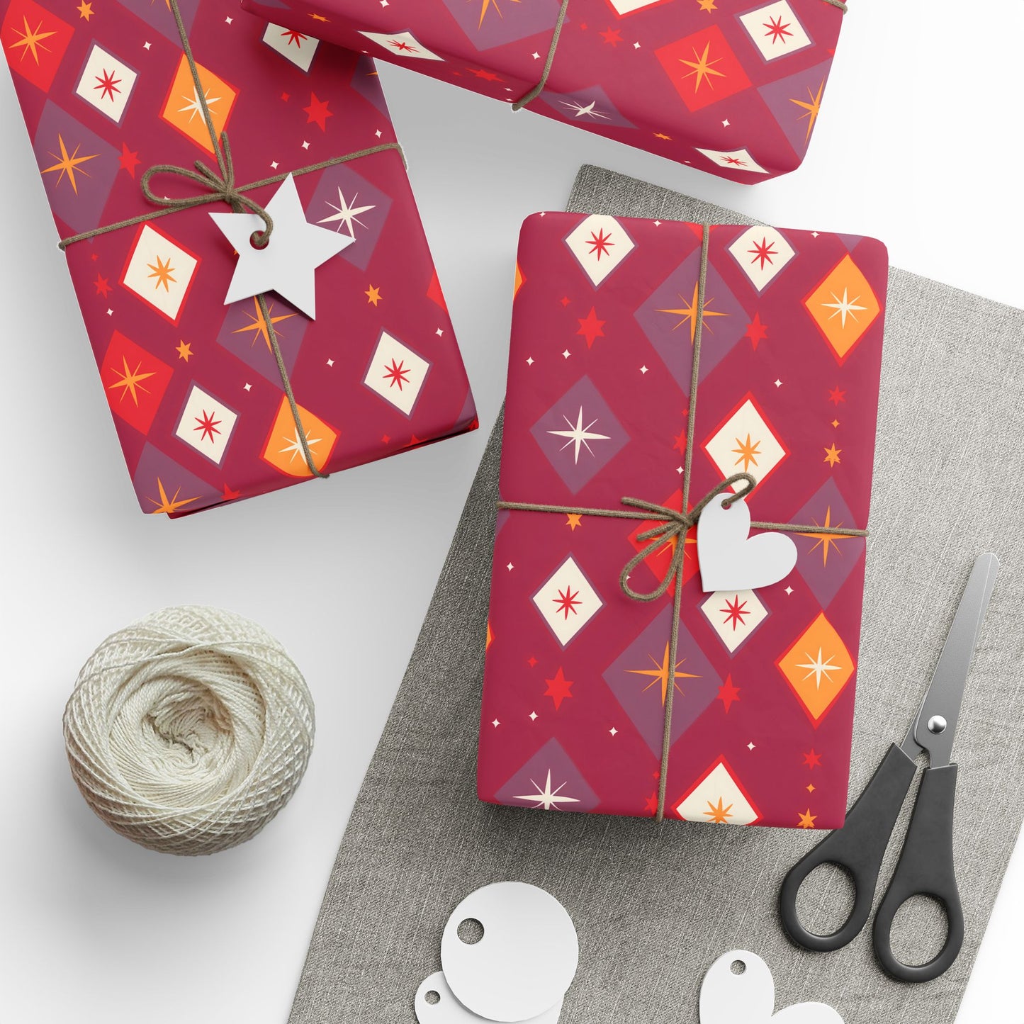 Wrapping Papers Christmas Diamond Stars Red