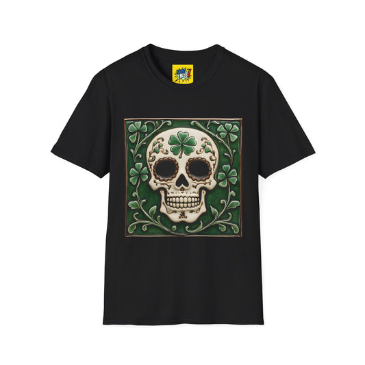 St. Patrick's Sugar Skull themed Unisex Soft-style Tee - 08