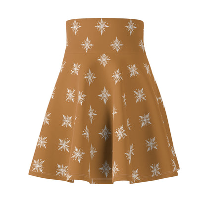 Women's Skater Skirt Geometric Snowflake Light Brown