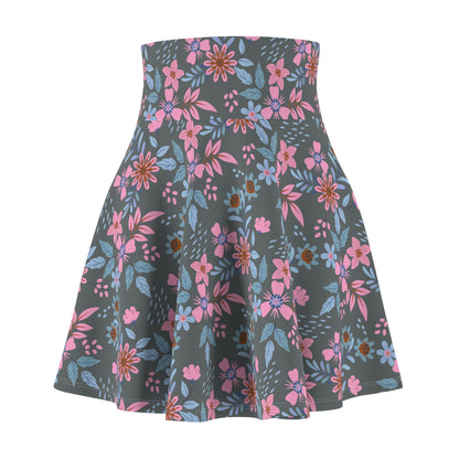 Women's Skater Skirt - Floral - Grey