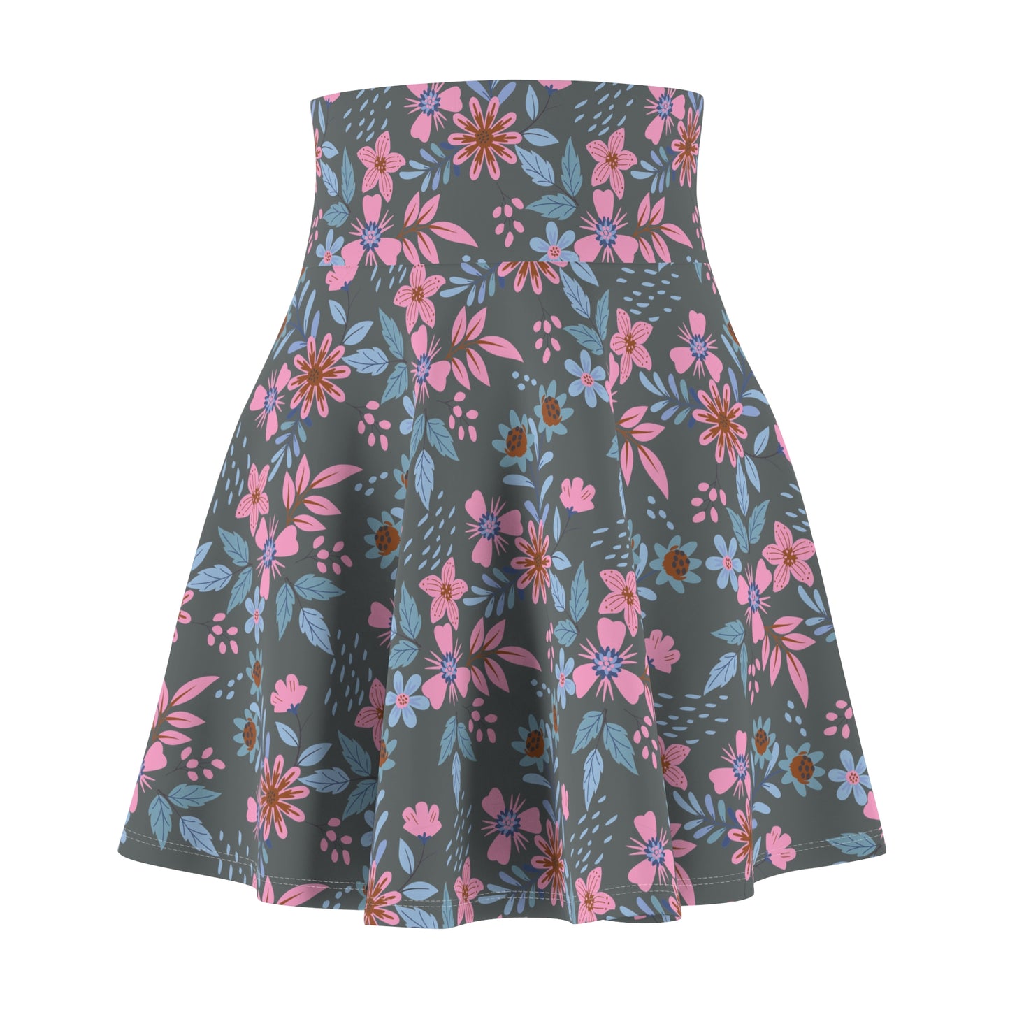 Women's Skater Skirt - Floral - Grey