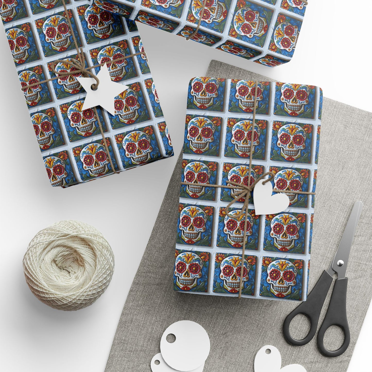 Wrapping Papers Day of the Dead Dia de Los Muertos - Sugar Skull Festive, Celebration Gift, 005