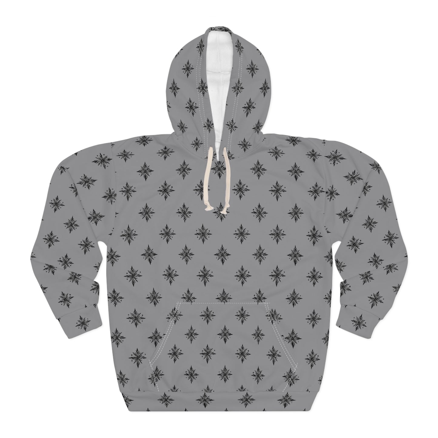 Unisex Pullover Hoodie Geometric Snowflake 001 Grey