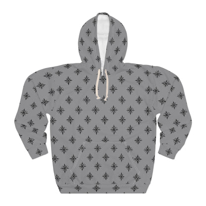 Unisex Pullover Hoodie Geometric Snowflake 001 Grey