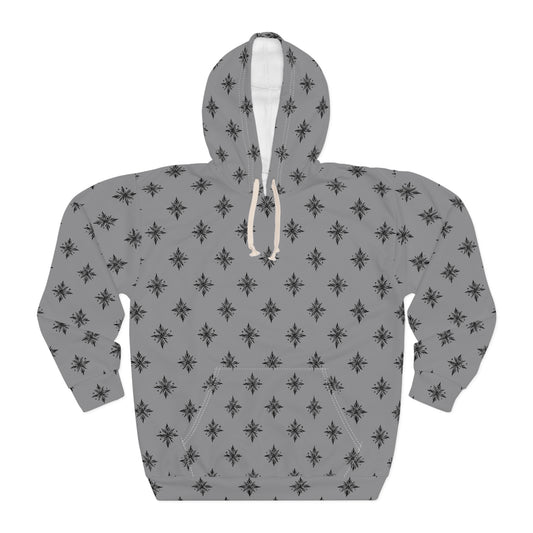 Unisex Pullover Hoodie Geometric Snowflake 001 Grey