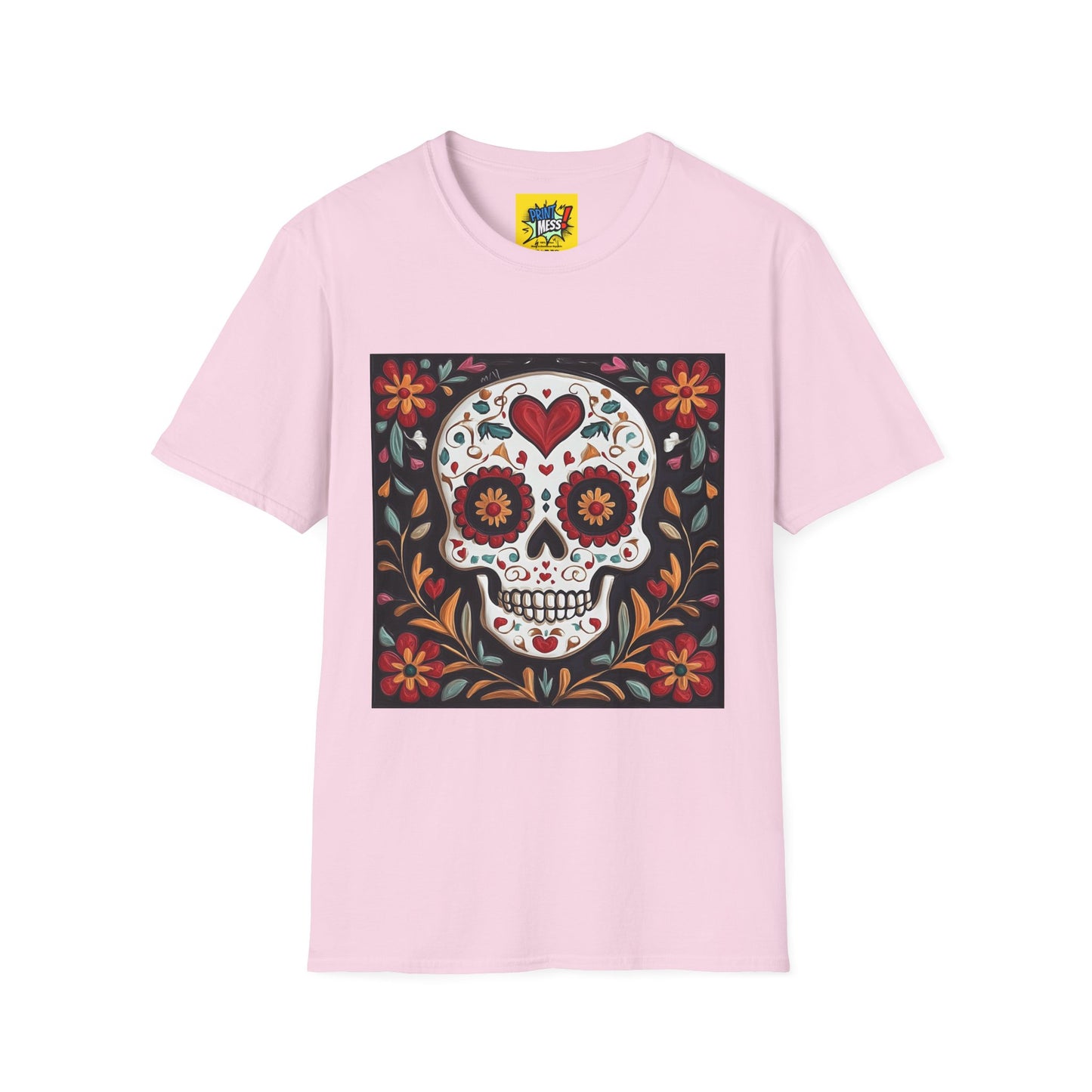 Valentine's Sugar Skull themed Unisex Soft-style Tee - 04